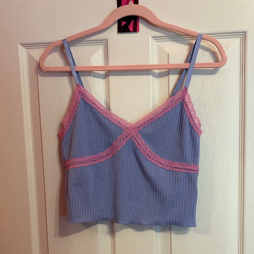 Purple and Pink Lace Trim Cami Top